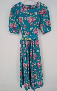 Vintage 80s Laura Ashley Dress 12 Floral Cotton Puff Sleeve Cottagecore Prairie